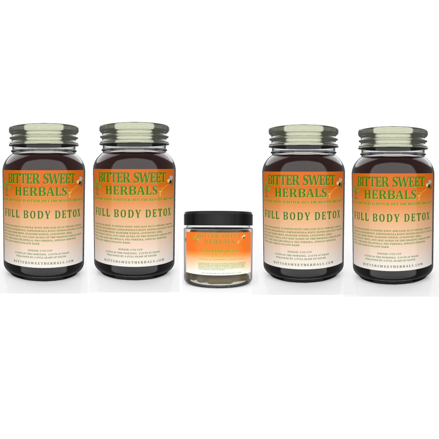 Bitter Sweet Herbals Full Body Detox gallon bundle with 100 capsules