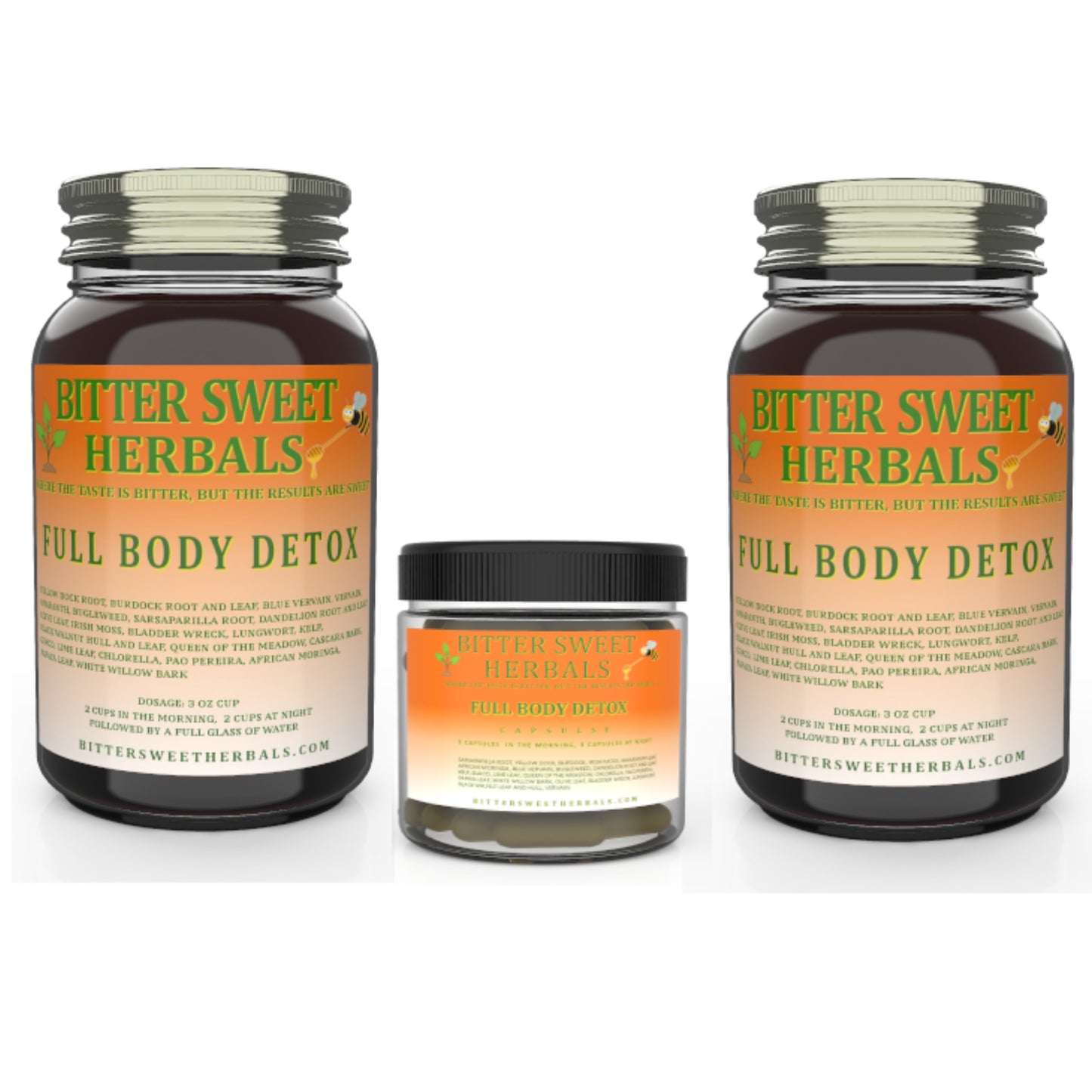 Bitter Sweet Herbals Full Body Detox half-gallon bundle with 60 capsules