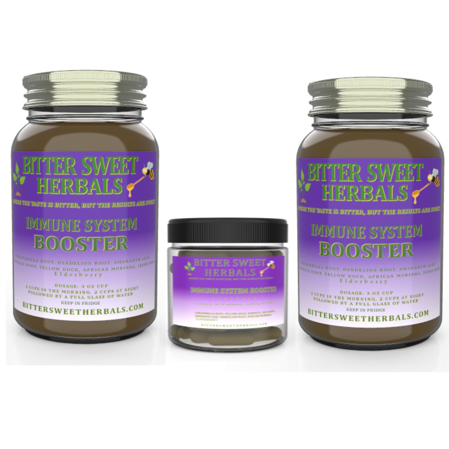 Bitter Sweet Herbals half-gallon liquid herbal blend with 60 herbal capsules