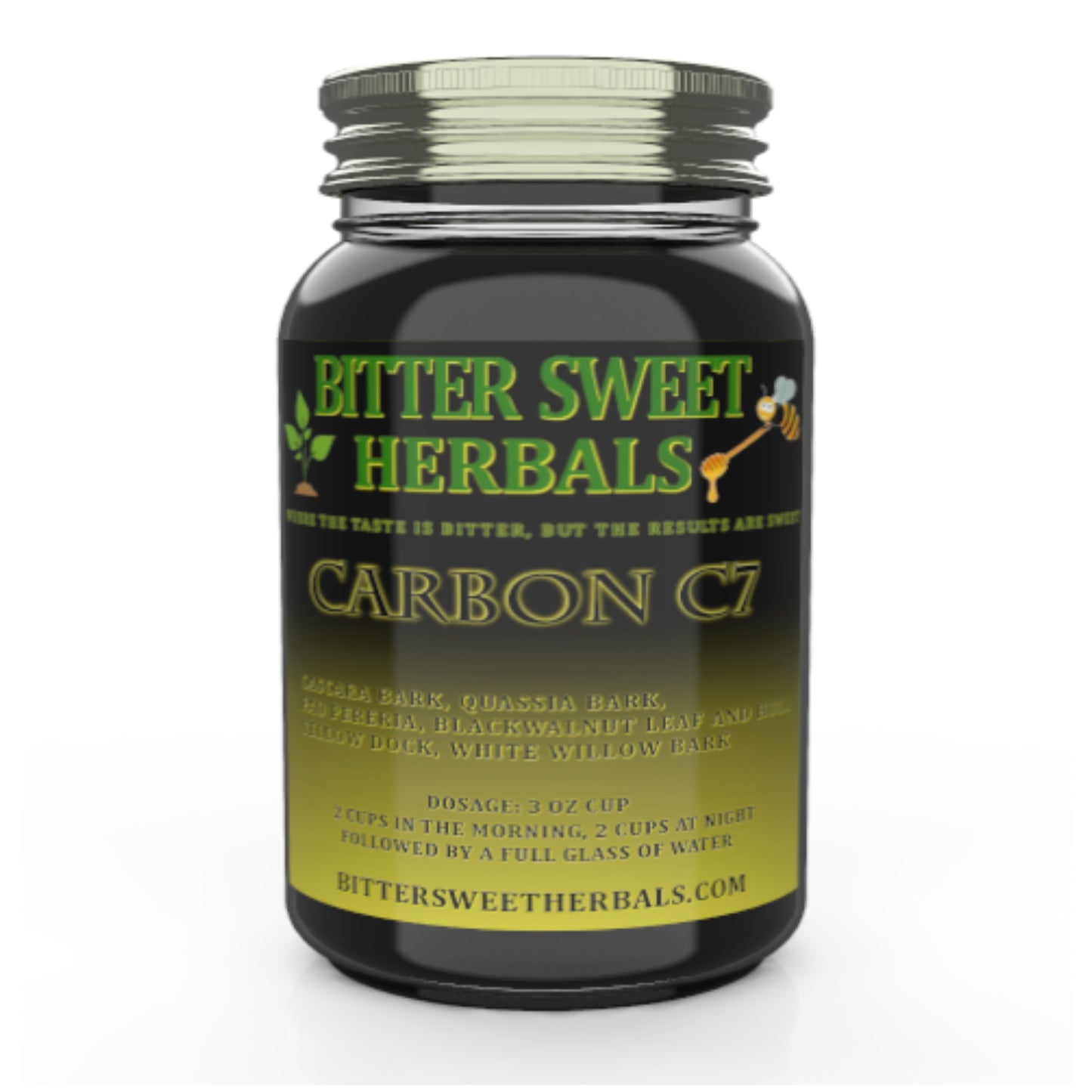 Quart bottle of Bitter Sweet Herbals Carbon C7 liquid herbal blend