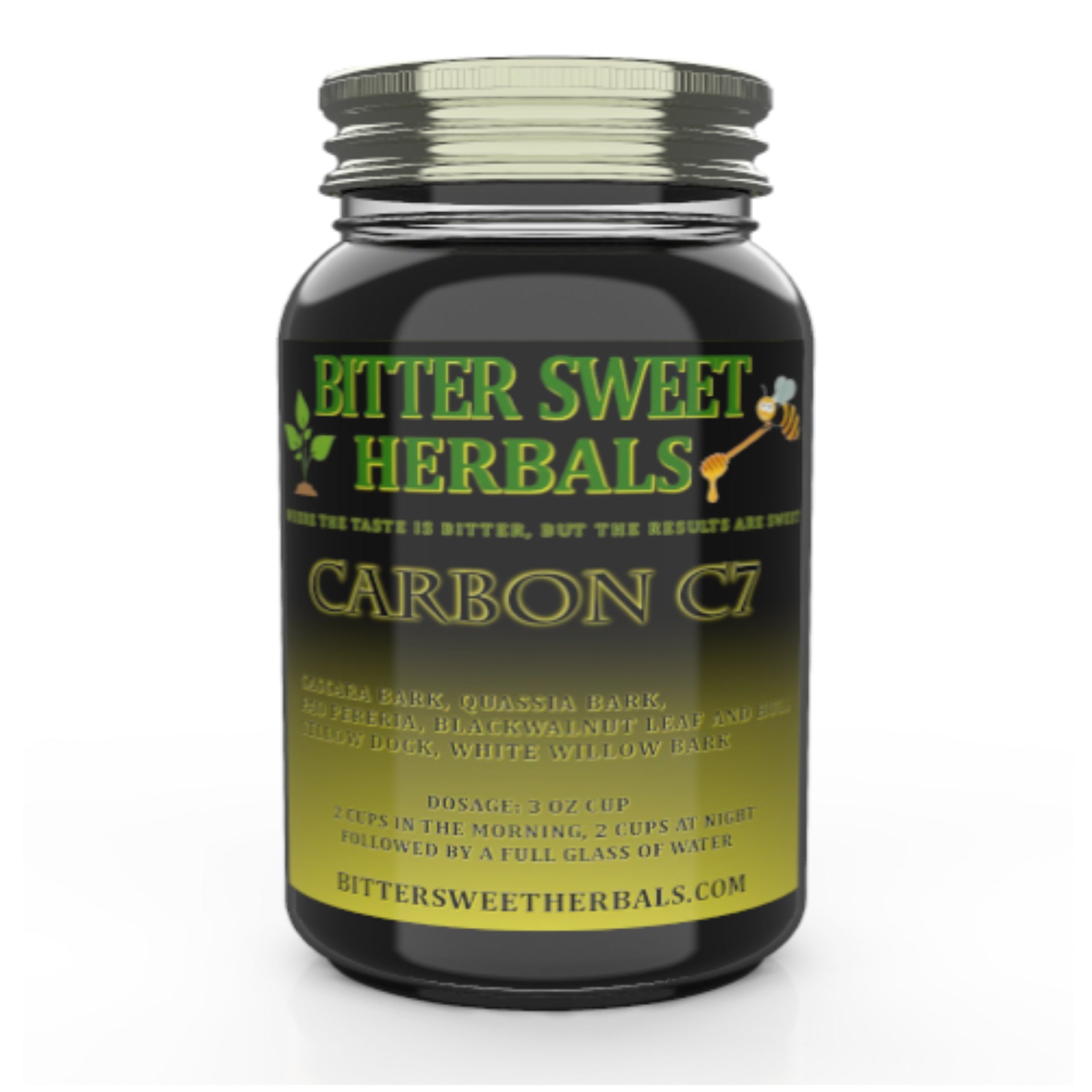 Quart bottle of Bitter Sweet Herbals Carbon C7 liquid herbal blend